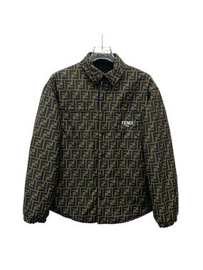 Fendi Dark Brown All-Over FF Monogram Reversible Padded Jacket
